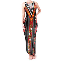 Niho Taniwha Taniko Motif Tank Maxi Dress LT9 Women Red - Polynesian Pride