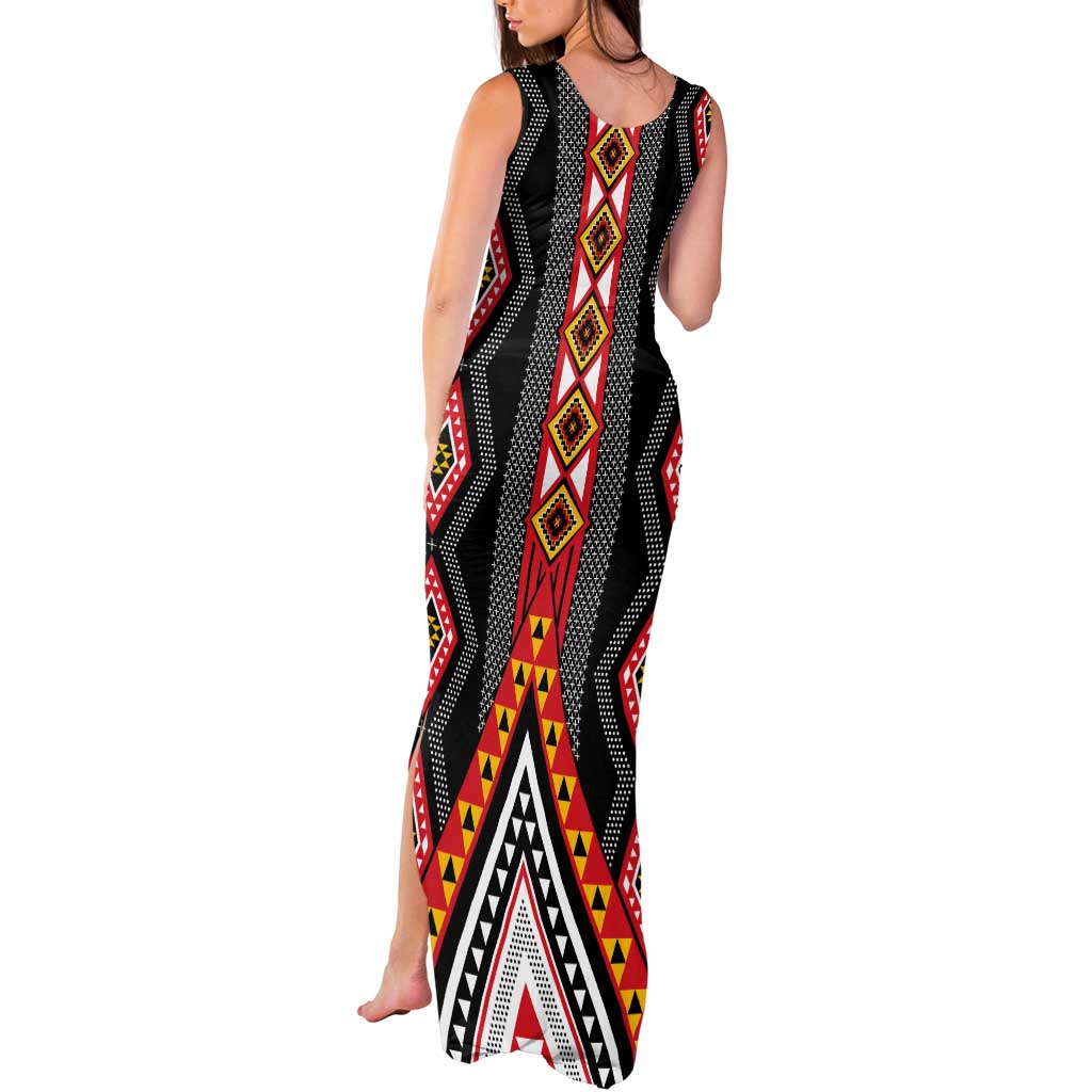 Niho Taniwha Taniko Motif Tank Maxi Dress LT9 - Polynesian Pride