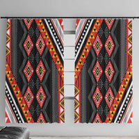 Niho Taniwha Taniko Motif Window Curtain LT9 With Hooks Red - Polynesian Pride