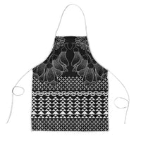 Black Taniko Kowhaiwhai Tukutuku Motif Apron LT9 Black - Polynesian Pride
