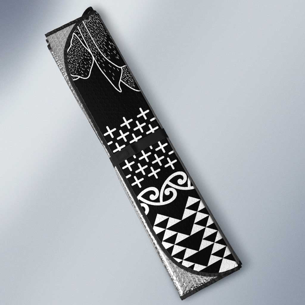 Black Taniko Kowhaiwhai Tukutuku Motif Auto Sun Shade LT9 - Polynesian Pride