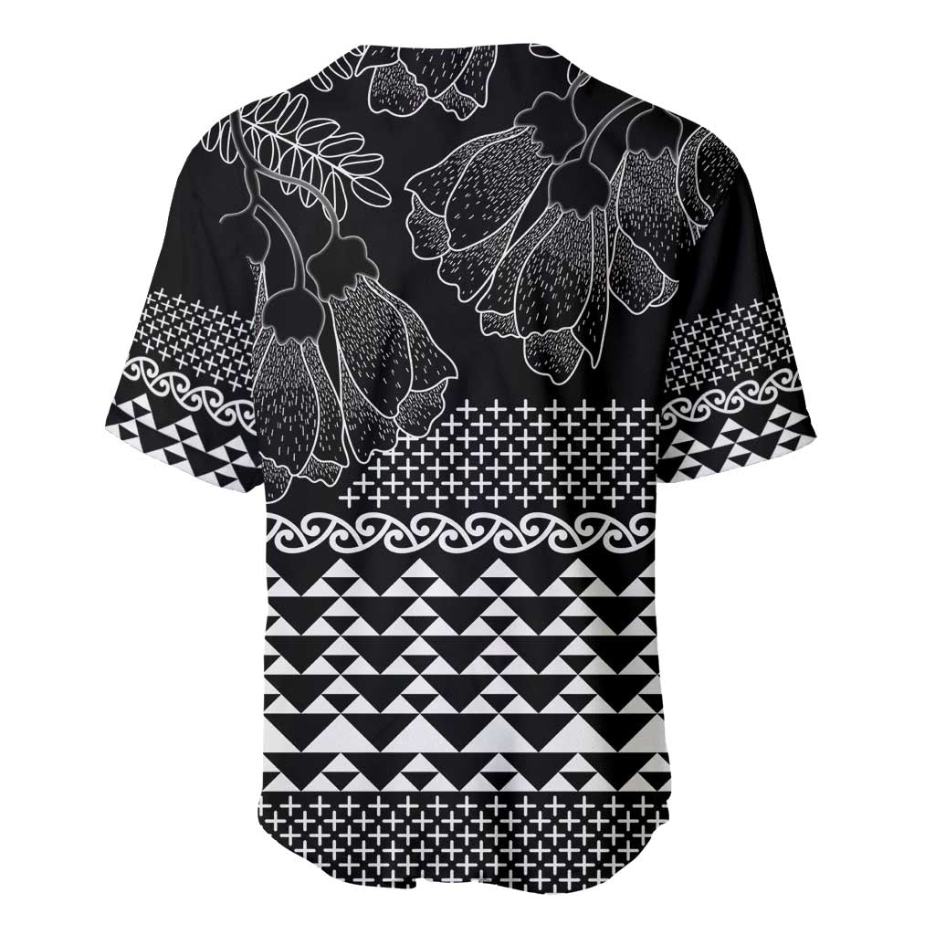 Black Taniko Kowhaiwhai Tukutuku Motif Baseball Jersey LT9 - Polynesian Pride