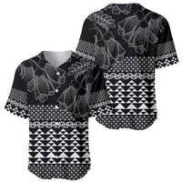 Black Taniko Kowhaiwhai Tukutuku Motif Baseball Jersey LT9 - Polynesian Pride