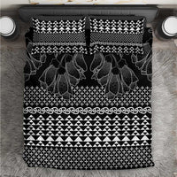 Black Taniko Kowhaiwhai Tukutuku Motif Bedding Set LT9 Black - Polynesian Pride