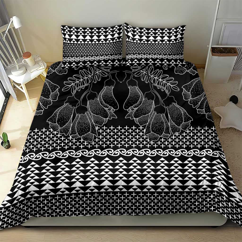 Black Taniko Kowhaiwhai Tukutuku Motif Bedding Set LT9 - Polynesian Pride