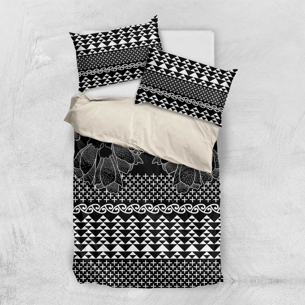 Black Taniko Kowhaiwhai Tukutuku Motif Bedding Set LT9 US Twin 172cm x 218cm Black - Polynesian Pride