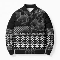Black Taniko Kowhaiwhai Tukutuku Motif Bomber Puffer Jacket LT9 Unisex Black - Polynesian Pride