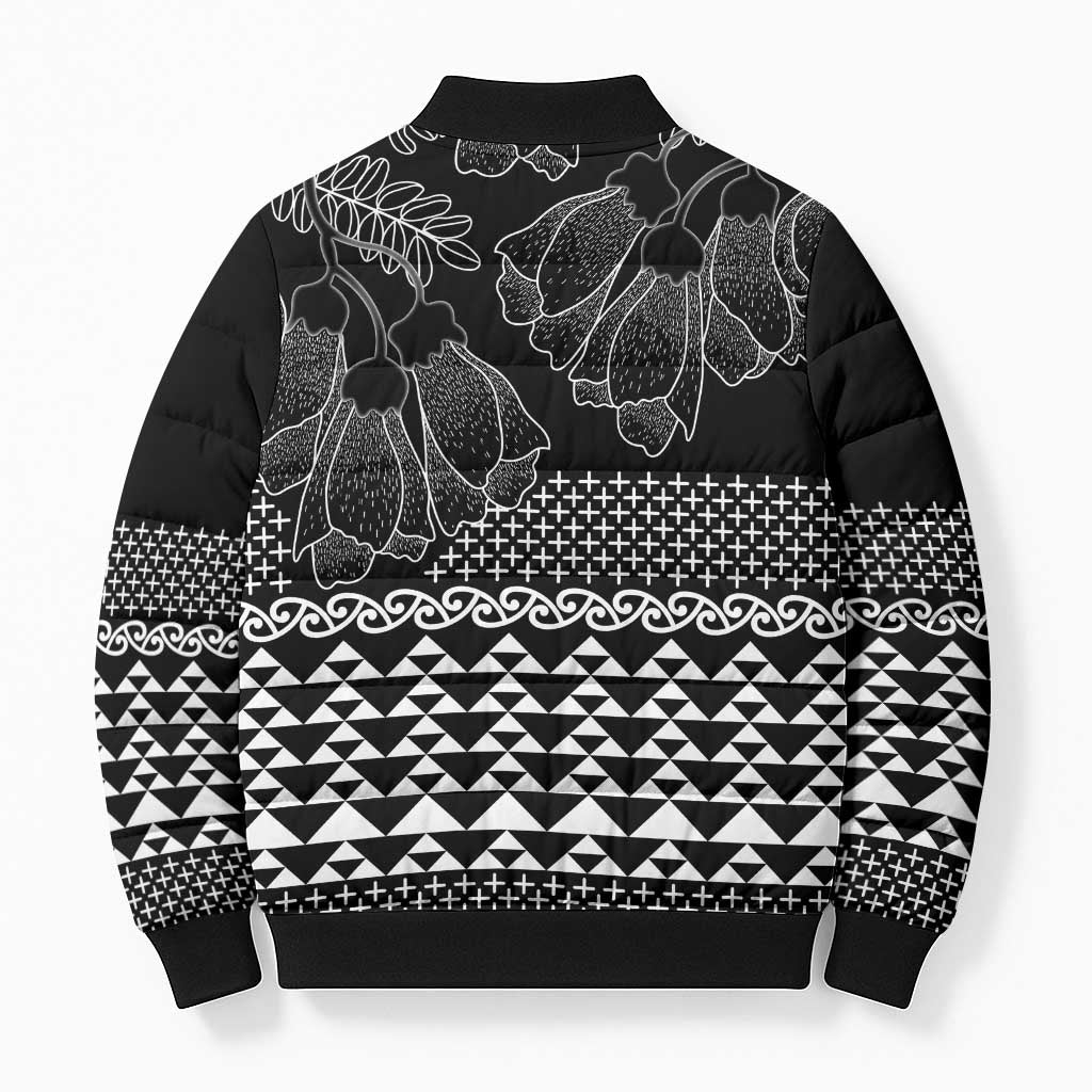 Black Taniko Kowhaiwhai Tukutuku Motif Bomber Puffer Jacket LT9 - Polynesian Pride