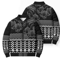 Black Taniko Kowhaiwhai Tukutuku Motif Bomber Puffer Jacket LT9 - Polynesian Pride
