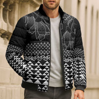 Black Taniko Kowhaiwhai Tukutuku Motif Bomber Puffer Jacket LT9 - Polynesian Pride
