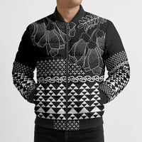 Black Taniko Kowhaiwhai Tukutuku Motif Bomber Puffer Jacket LT9 - Polynesian Pride