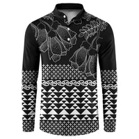 Black Taniko Kowhaiwhai Tukutuku Motif Button Sweatshirt LT9 Black - Polynesian Pride