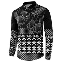 Black Taniko Kowhaiwhai Tukutuku Motif Button Sweatshirt LT9 - Polynesian Pride