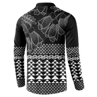 Black Taniko Kowhaiwhai Tukutuku Motif Button Sweatshirt LT9 - Polynesian Pride