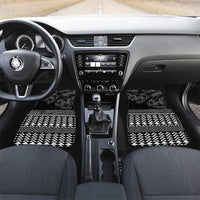 Black Taniko Kowhaiwhai Tukutuku Motif Car Mats LT9 Set 2pcs - Front Black - Polynesian Pride