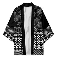 Black Taniko Kowhaiwhai Tukutuku Motif Kimono LT9 Unisex Black - Polynesian Pride