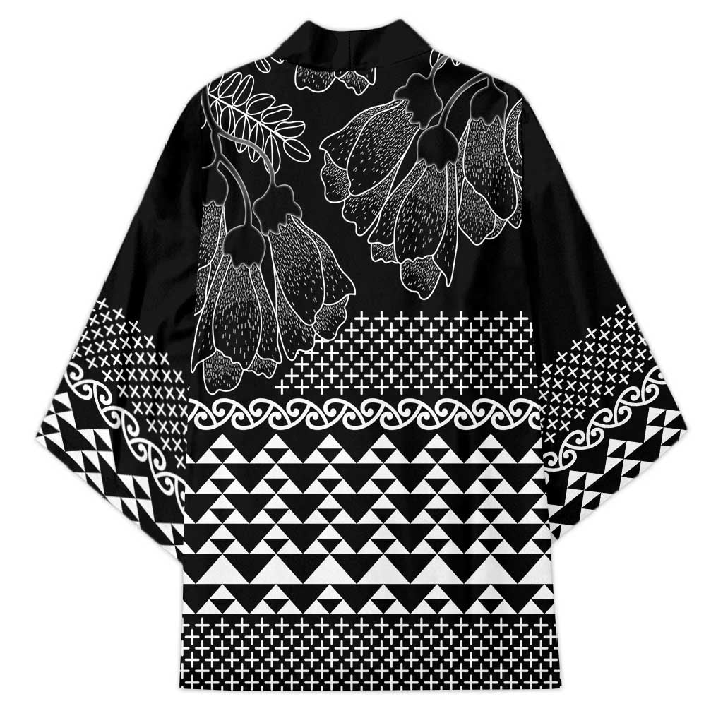 Black Taniko Kowhaiwhai Tukutuku Motif Kimono LT9 - Polynesian Pride