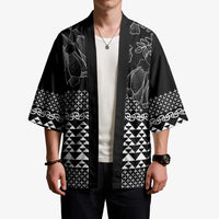Black Taniko Kowhaiwhai Tukutuku Motif Kimono LT9 - Polynesian Pride