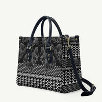 Black Taniko Kowhaiwhai Tukutuku Motif Leather Bag LT9 Black - Polynesian Pride