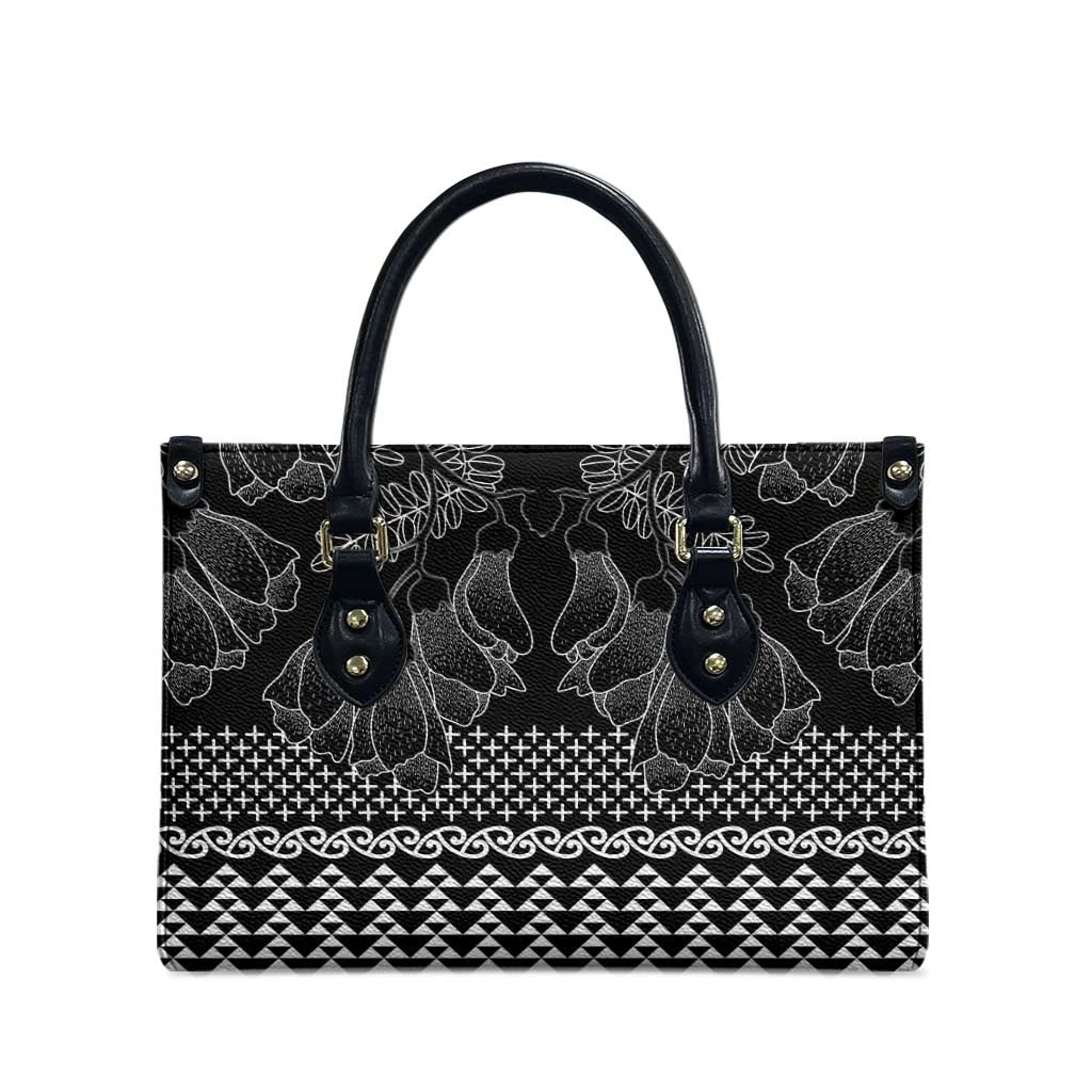 Black Taniko Kowhaiwhai Tukutuku Motif Leather Bag LT9 - Polynesian Pride