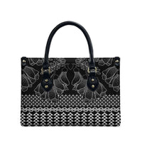 Black Taniko Kowhaiwhai Tukutuku Motif Leather Bag LT9 - Polynesian Pride