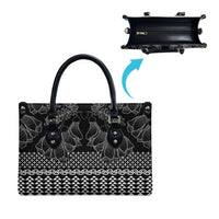 Black Taniko Kowhaiwhai Tukutuku Motif Leather Bag LT9 - Polynesian Pride