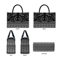 Black Taniko Kowhaiwhai Tukutuku Motif Leather Bag LT9 - Polynesian Pride