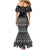 Black Taniko Kowhaiwhai Tukutuku Motif Mermaid Dress