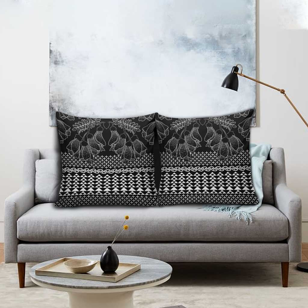 Black Taniko Kowhaiwhai Tukutuku Motif Pillow Cover LT9 - Polynesian Pride