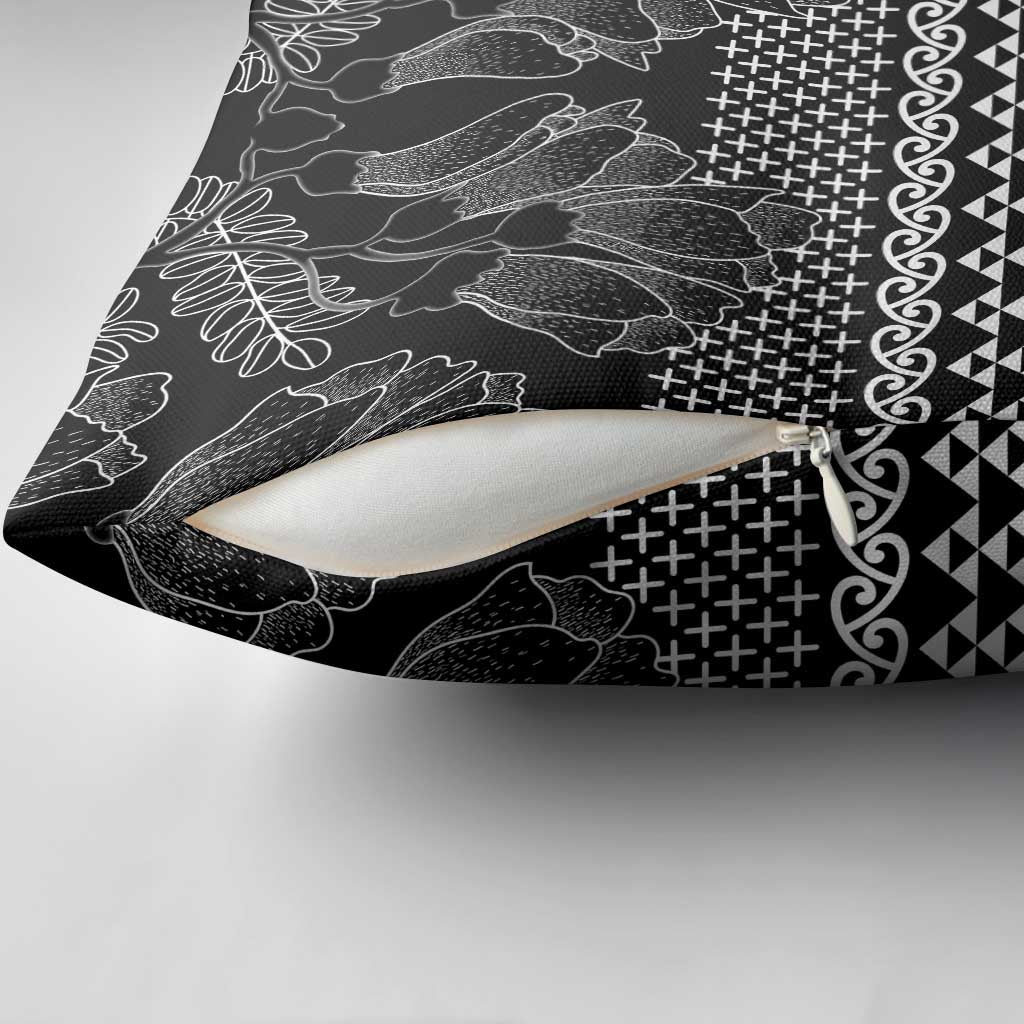 Black Taniko Kowhaiwhai Tukutuku Motif Pillow Cover LT9 - Polynesian Pride
