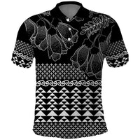 Black Taniko Kowhaiwhai Tukutuku Motif Polo Shirt LT9 Black - Polynesian Pride