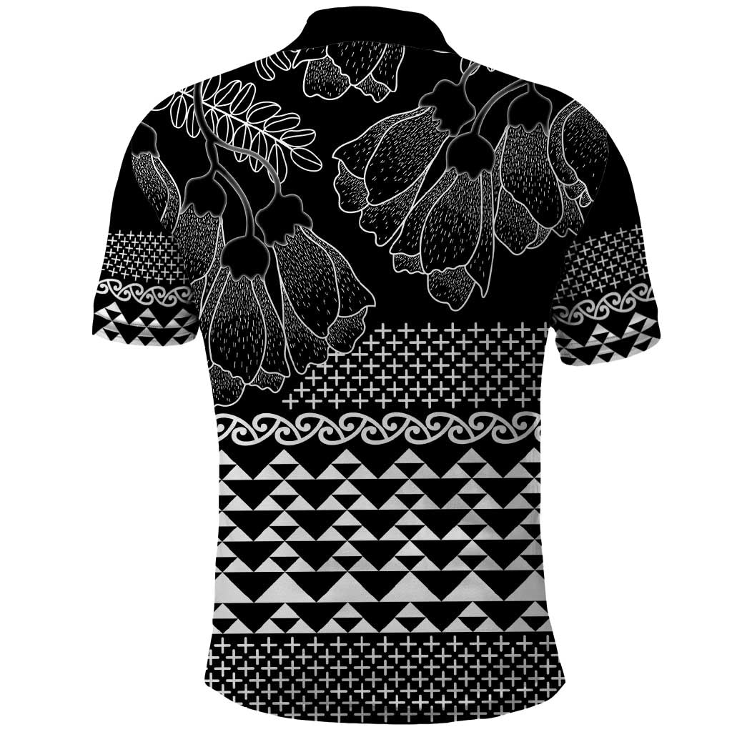 Black Taniko Kowhaiwhai Tukutuku Motif Polo Shirt LT9 - Polynesian Pride
