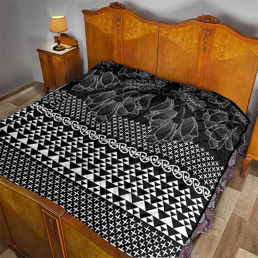Black Taniko Kowhaiwhai Tukutuku Motif Quilt LT9 - Polynesian Pride