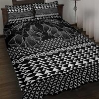 Black Taniko Kowhaiwhai Tukutuku Motif Quilt Bed Set LT9 Black - Polynesian Pride
