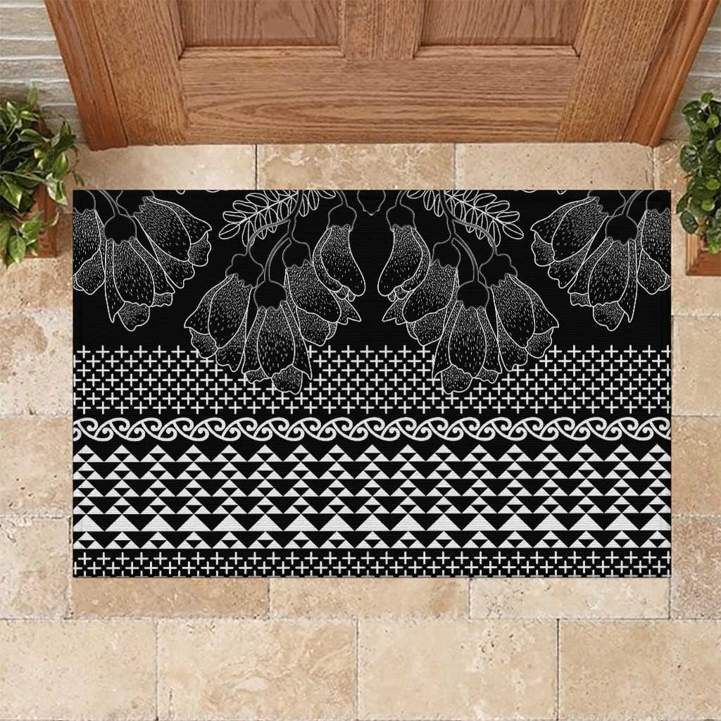 Black Taniko Kowhaiwhai Tukutuku Motif Rubber Doormat LT9 Black - Polynesian Pride