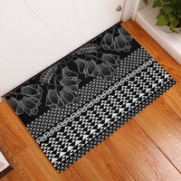 Black Taniko Kowhaiwhai Tukutuku Motif Rubber Doormat LT9 - Polynesian Pride