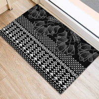 Black Taniko Kowhaiwhai Tukutuku Motif Rubber Doormat LT9 - Polynesian Pride