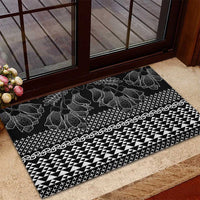 Black Taniko Kowhaiwhai Tukutuku Motif Rubber Doormat LT9 - Polynesian Pride