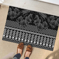 Black Taniko Kowhaiwhai Tukutuku Motif Rubber Doormat LT9 - Polynesian Pride