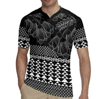 Black Taniko Kowhaiwhai Tukutuku Motif Rugby Jersey LT9 - Polynesian Pride