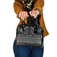 Black Taniko Kowhaiwhai Tukutuku Motif Shoulder Handbag LT9 One Size Black - Polynesian Pride
