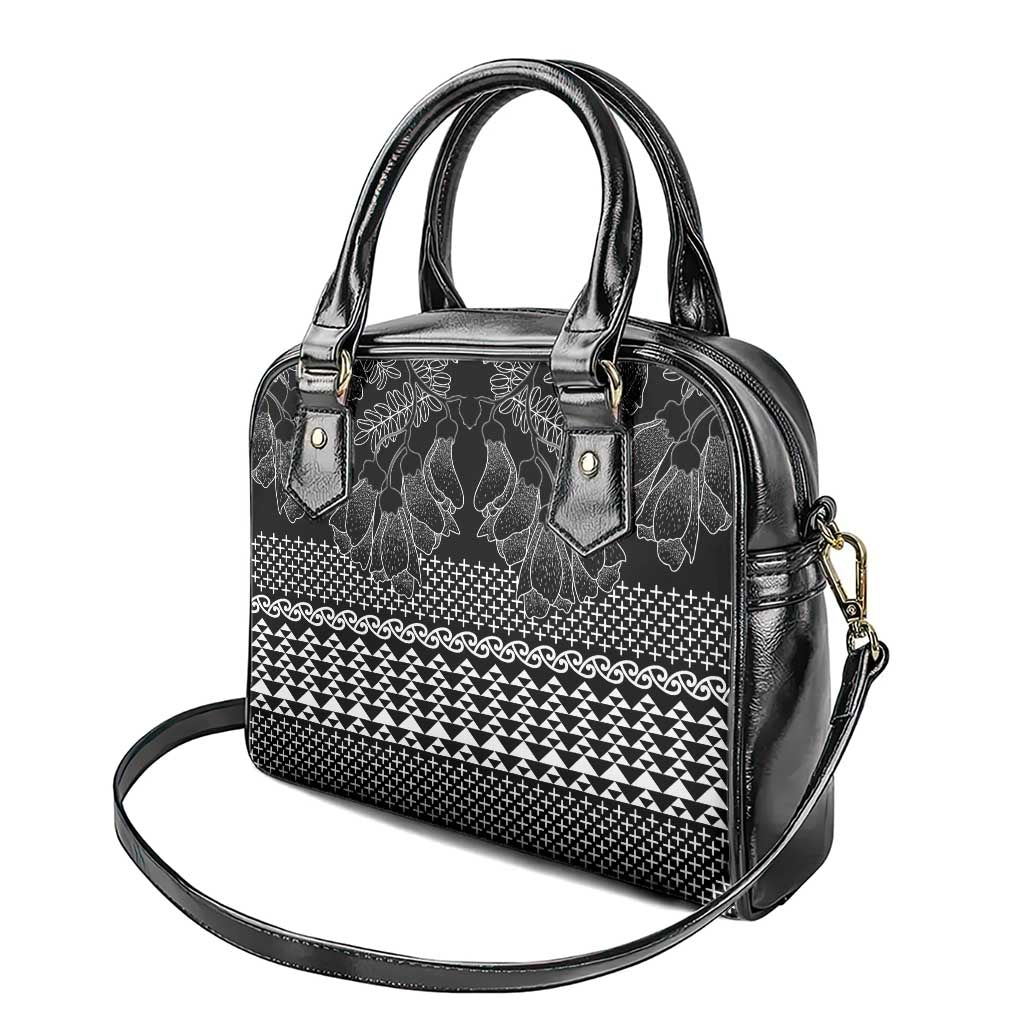 Black Taniko Kowhaiwhai Tukutuku Motif Shoulder Handbag LT9 - Polynesian Pride