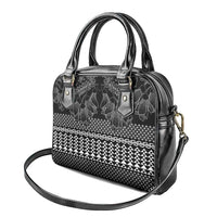 Black Taniko Kowhaiwhai Tukutuku Motif Shoulder Handbag LT9 - Polynesian Pride