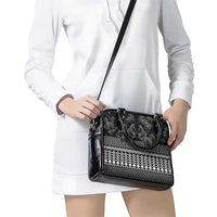 Black Taniko Kowhaiwhai Tukutuku Motif Shoulder Handbag LT9 - Polynesian Pride