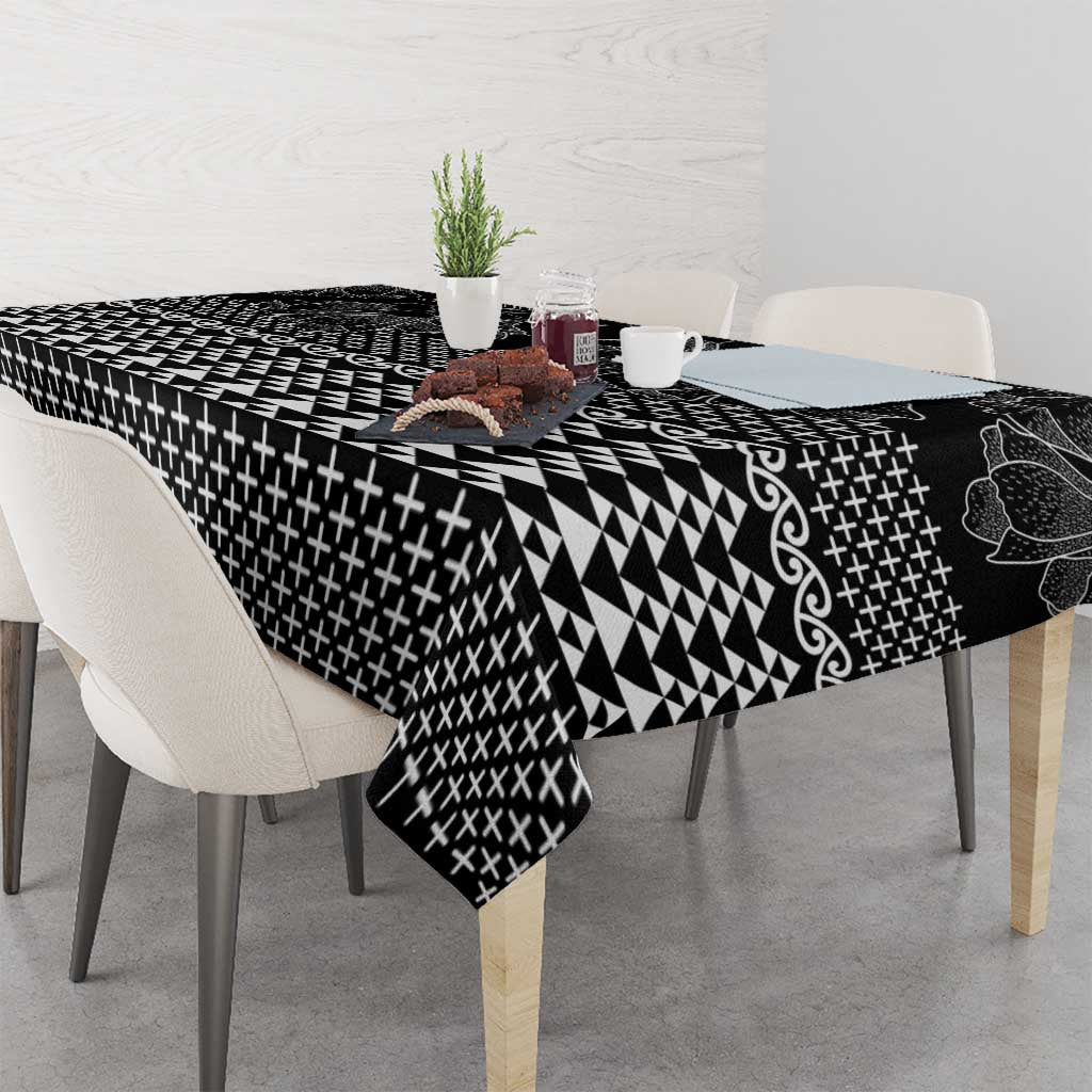Black Taniko Kowhaiwhai Tukutuku Motif Tablecloth LT9 - Polynesian Pride