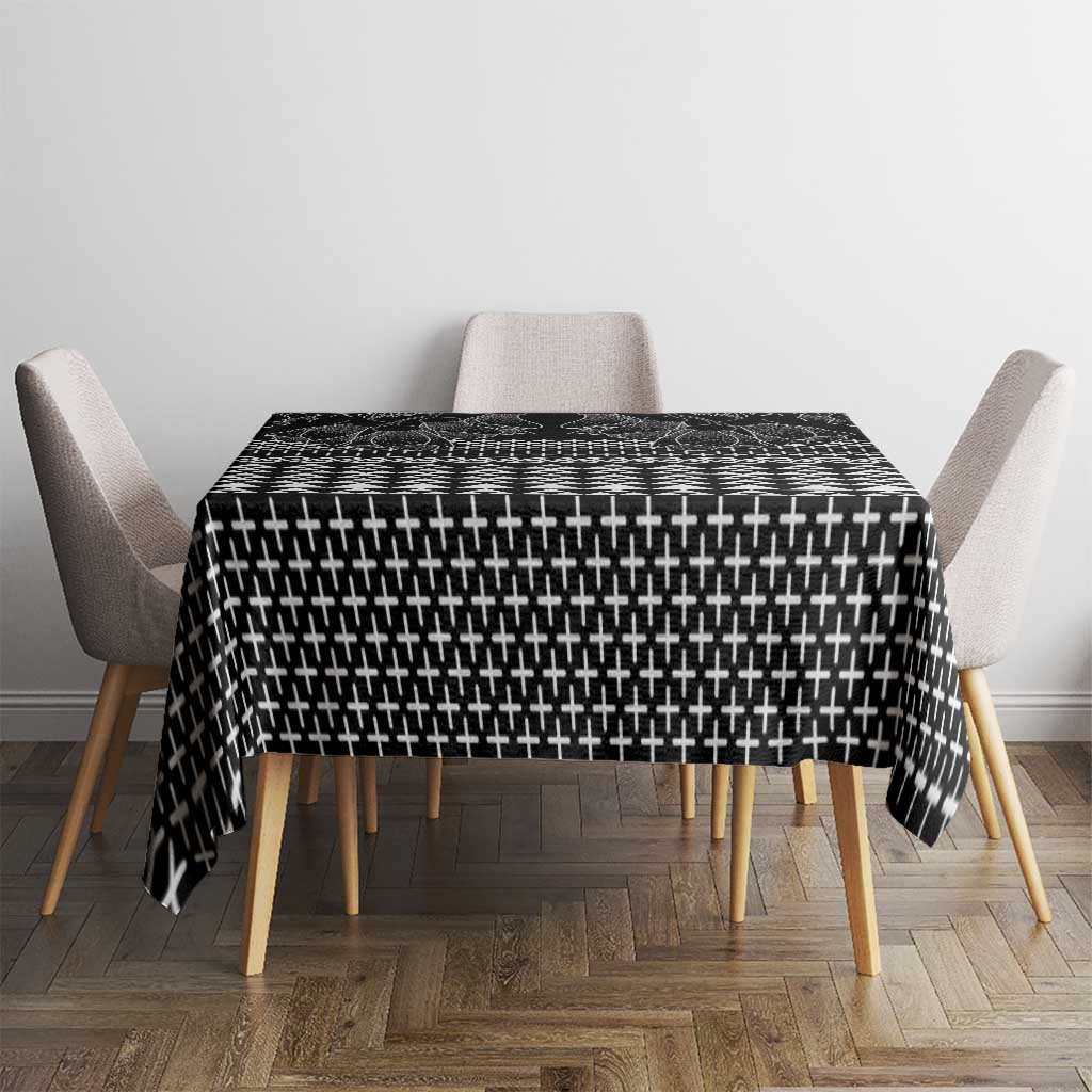 Black Taniko Kowhaiwhai Tukutuku Motif Tablecloth LT9 - Polynesian Pride