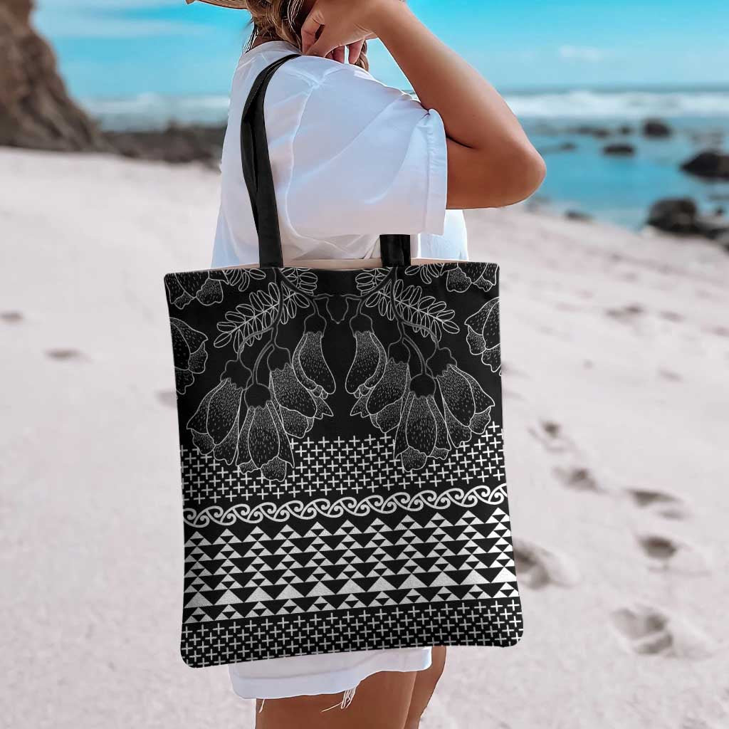 Black Taniko Kowhaiwhai Tukutuku Motif Tote Bag LT9 - Polynesian Pride