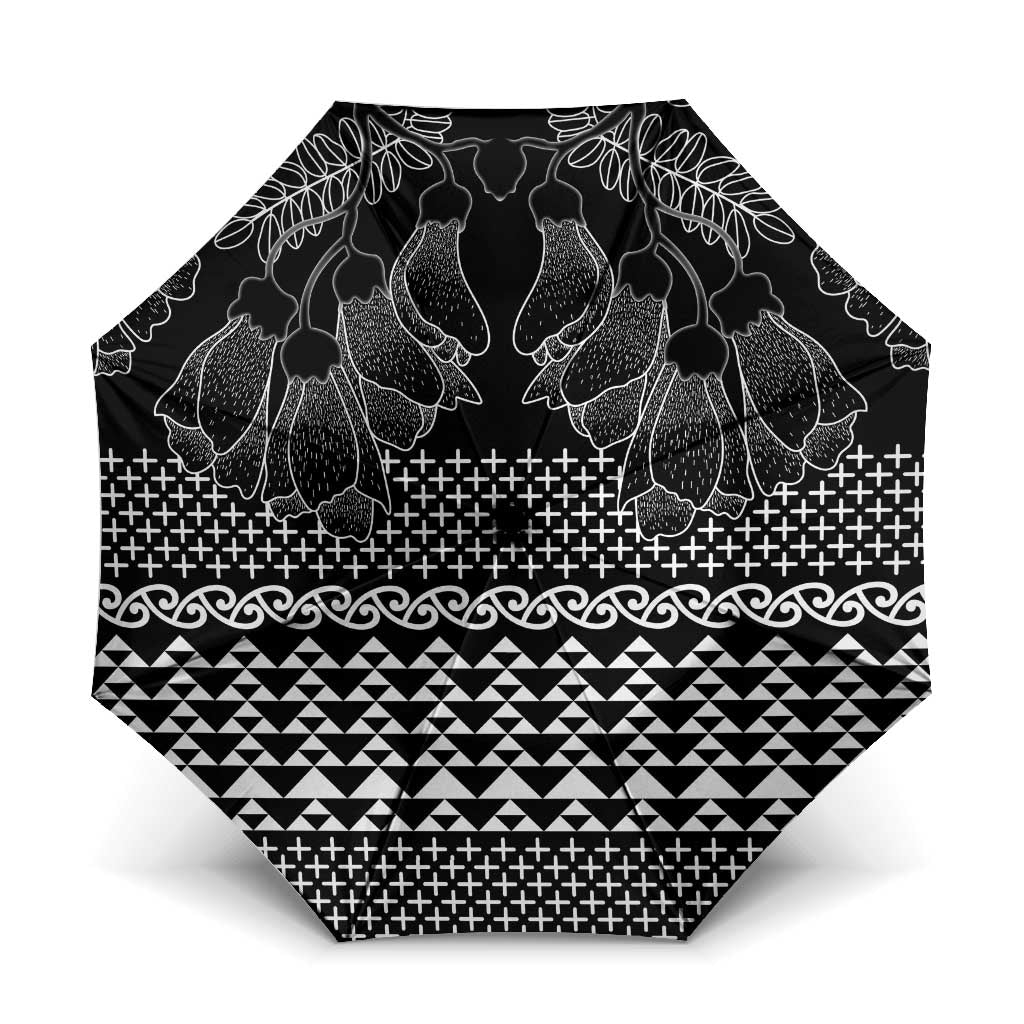 Black Taniko Kowhaiwhai Tukutuku Motif Umbrella LT9 One Size Folded 11.42 inch Opened Diameter 37.4 inch Black - Polynesian Pride