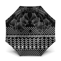 Black Taniko Kowhaiwhai Tukutuku Motif Umbrella LT9 One Size Folded 11.42 inch Opened Diameter 37.4 inch Black - Polynesian Pride