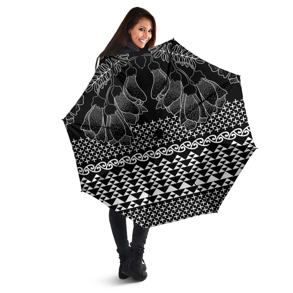 Black Taniko Kowhaiwhai Tukutuku Motif Umbrella LT9 - Polynesian Pride